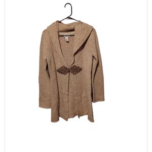 Soft Surroundings Cardigan XS Tan Toggle Closure Cashmere Wool Quiet Luxury Boho